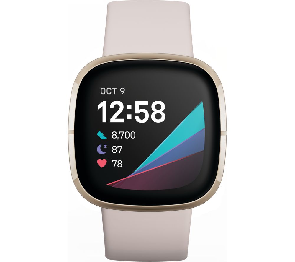 FITBIT Sense - Lunar White & Soft Gold, White,Gold