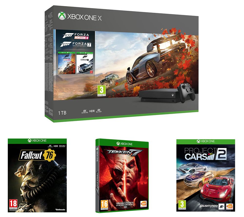 MICROSOFT Xbox One X, Forza Horizon 4, Forza Motorsport 7, Project Cars 2, Tekken 7 & Fallout 76 Bundle