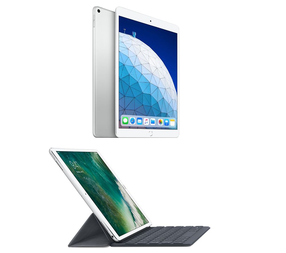 APPLE 10.5" iPad Air (2019) & Smart Keyboard Folio Case Bundle - 64 GB, Silver, Silver