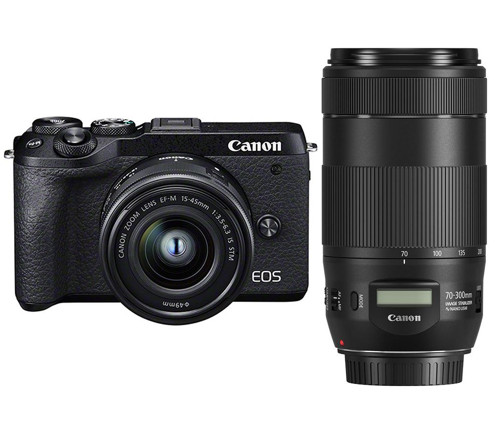 CANON EOS M6 Mark II Mirrorless Camera with EF-M 15-45 mm f/3.5-5.6 IS STM Lens & EF 70-300 mm F/4-5.6 IS II USM Lens Bundle