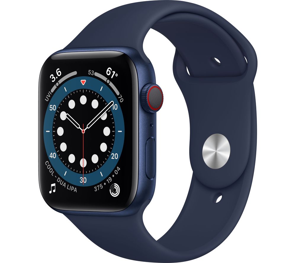 APPLE Watch Series 6 Cellular - Blue Aluminium with Deep Navy Sports Band, 44 mm, Blue