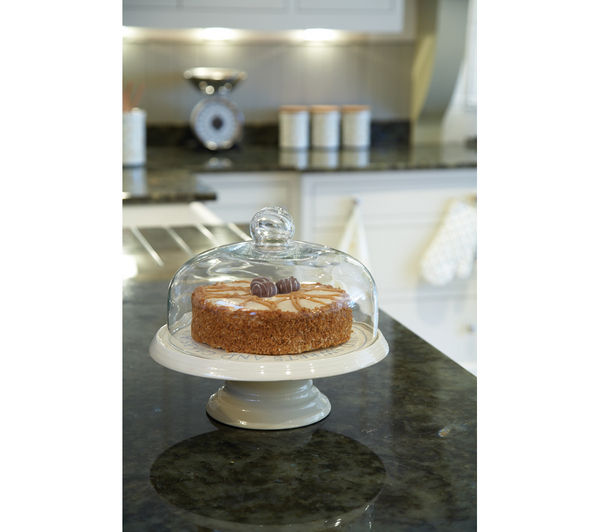 KITCHEN CRAFT Classic Collection Ceramic Cake Stand with Glass Dome