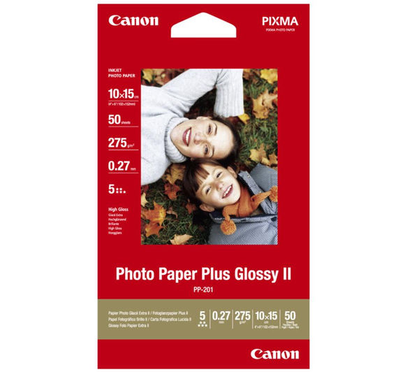 CANON 100 x 150 mm PP-201 Glossy Photo Paper - 50 Sheets
