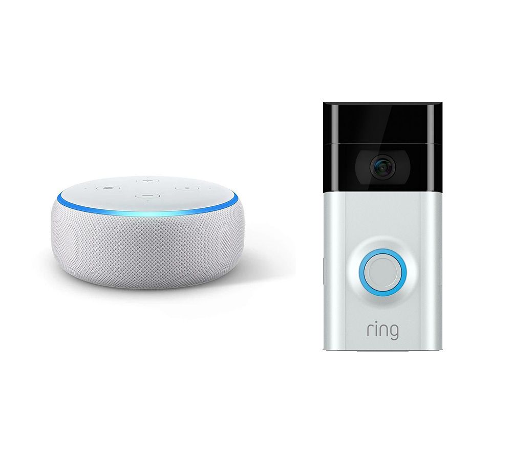 RING Video Doorbell 2 & Echo Dot (2018) Bundle - Sandstone