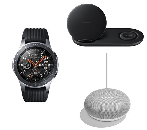 SAMSUNG Galaxy Watch with Home Mini & Duo Qi Wireless Charging Pad - Silver, Silver