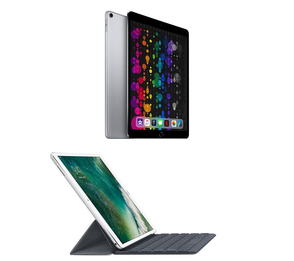 APPLE 10.5" iPad Pro (2017) & Smart Keyboard Folio Case Bundle - 256 GB, Space Grey, Grey