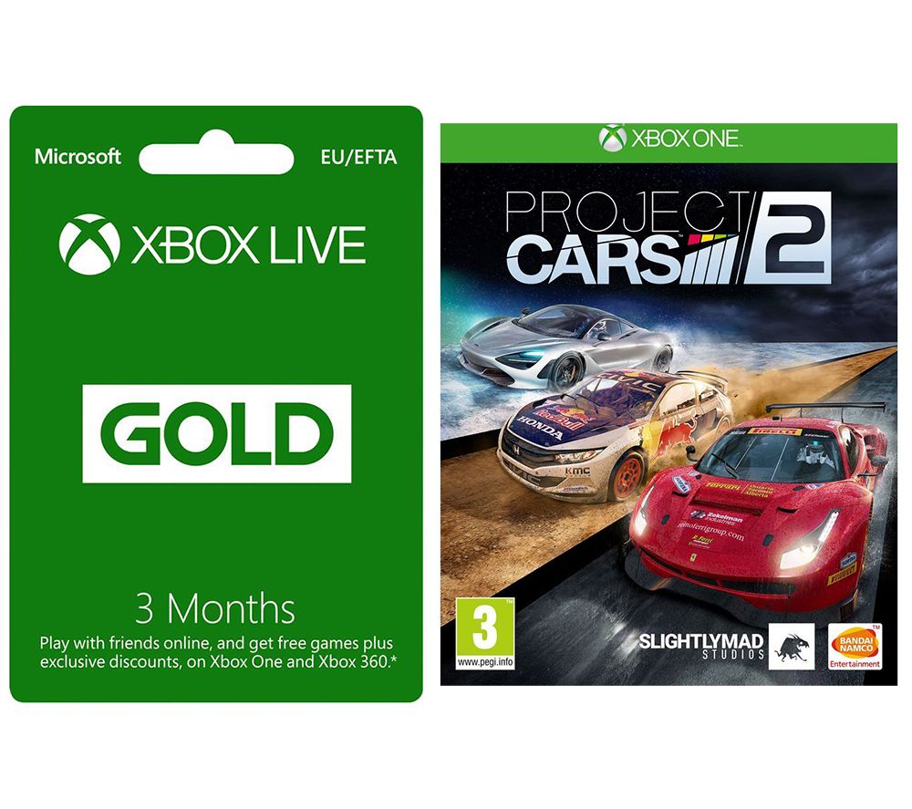 MICROSOFT Xbox LIVE Gold Membership 3 Month Subscription & Project Cars 2 Bundle, Gold