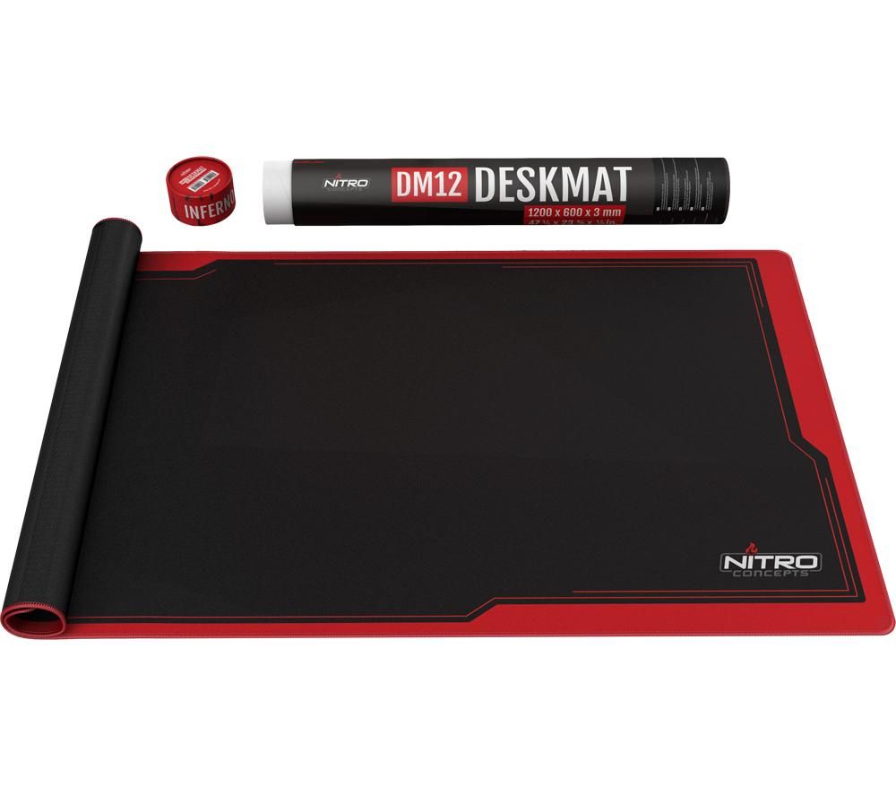 NITRO CONCEPTS DM12 Deskmat Gaming Surface, 1200 x 600 mm - Red, Red