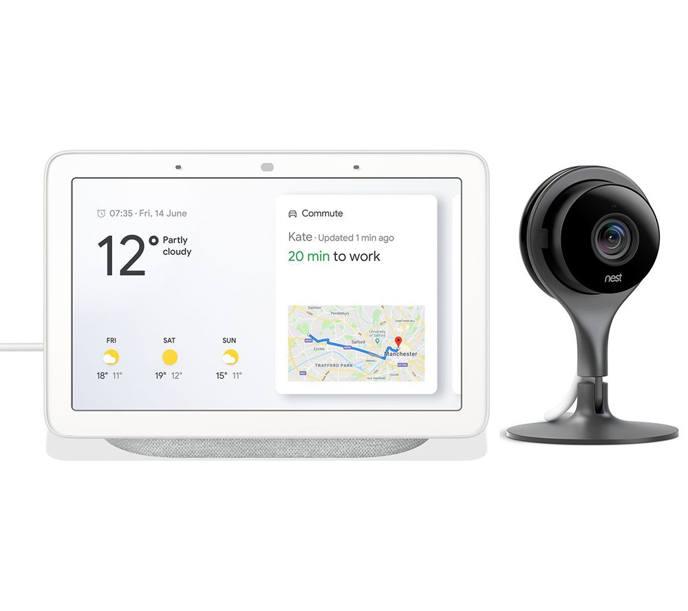 GOOGLE Nest Cam Smart Security Camera & Nest Hub Chalk Bundle