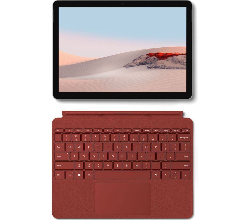 MICROSOFT 10.5" Platinum Surface Go 2 & Poppy Red Typecover Bundle, Red