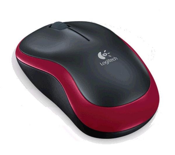 LOGITECH M185 Wireless Optical Mouse - Black & Red, Black