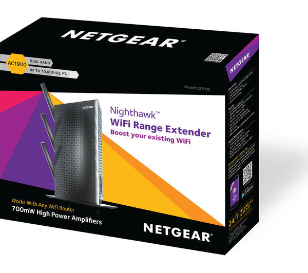NETGEAR Nighthawk EX7000-100UKS WiFi Range Extender - AC 1900, Dual Band
