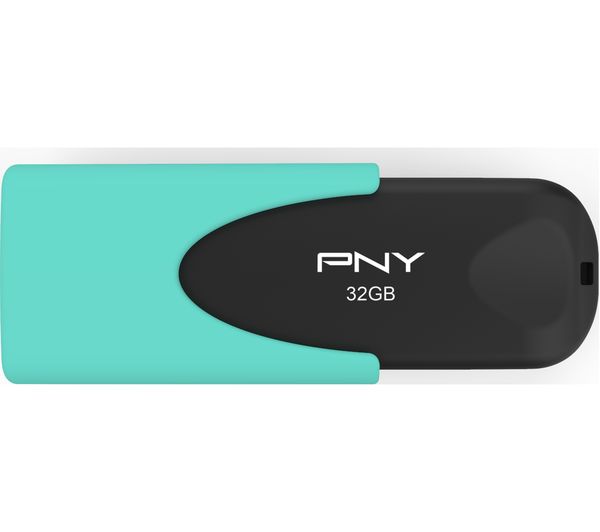 PNY Attache 4 USB 2.0 Memory Stick - 32 GB, Pastel Aqua, Aqua