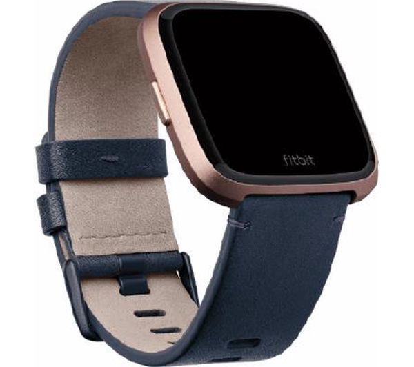 FITBIT Versa Leather Band - Blue, Large, Blue