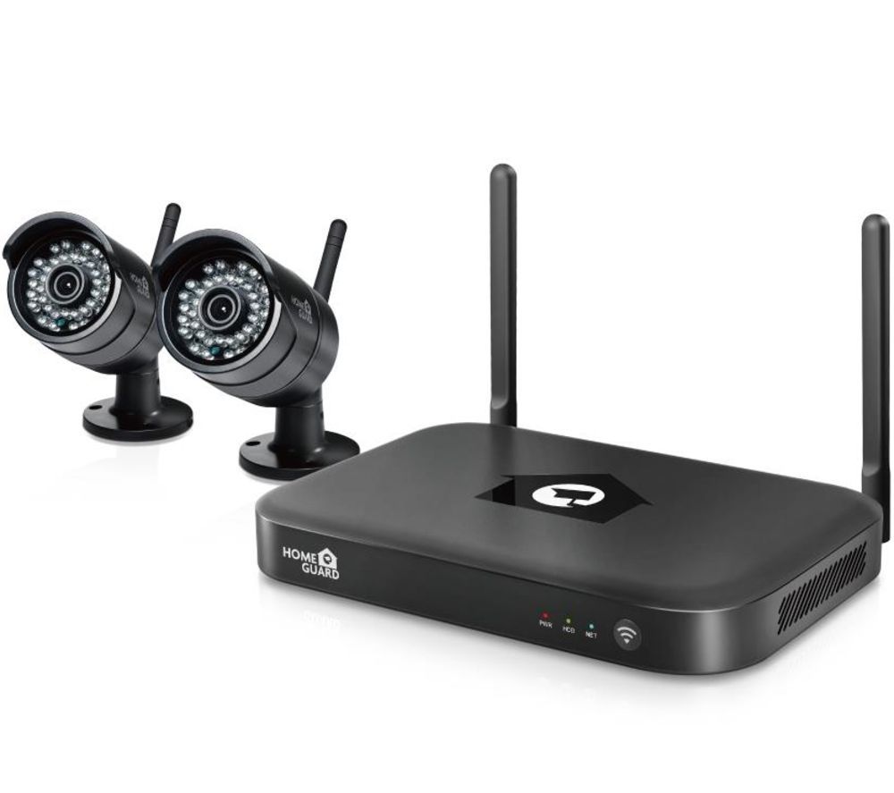 HOMEGUARD HGNVK48302-1 4-channel Full HD WiFi NVR CCTV Camera Kit- 1 TB, 2 cameras, Snow