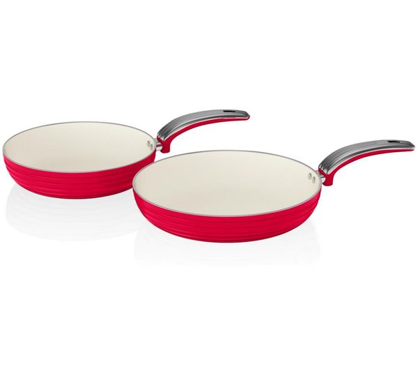 SWAN Retro 2-piece Non-stick Frying Pan Set - Red, Red