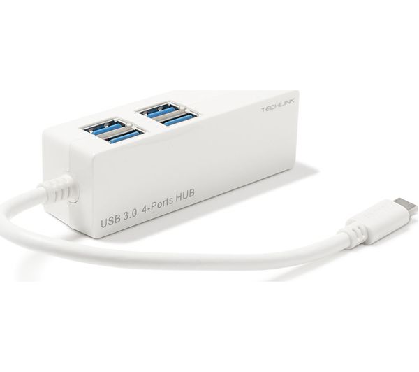 TECHLINK USB Type-C to 4 Port USB 3.0 Hub - 0.15 m