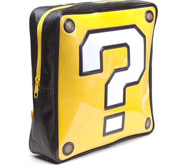 NINTENDO Question Mark Box Shaped Backpack - Yellow & White, Yellow