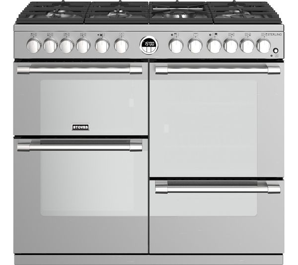 STOVES Sterling S1000DF SS 100 cm Dual Fuel Range Cooker - Stainless Steel, Stainless Steel