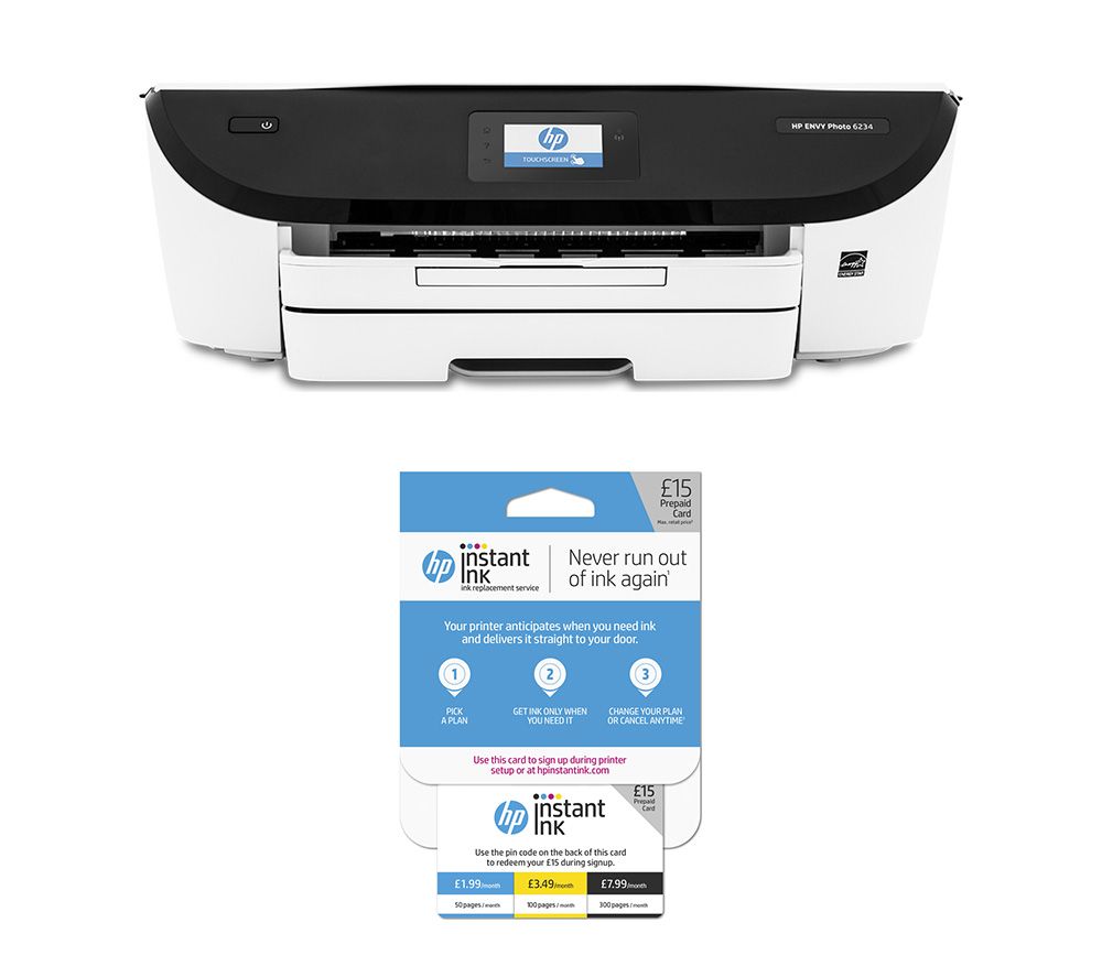 HP Envy Photo 6234 All-in-One Wireless Inkjet Printer & Instant Ink £15 Prepaid Card Bundle