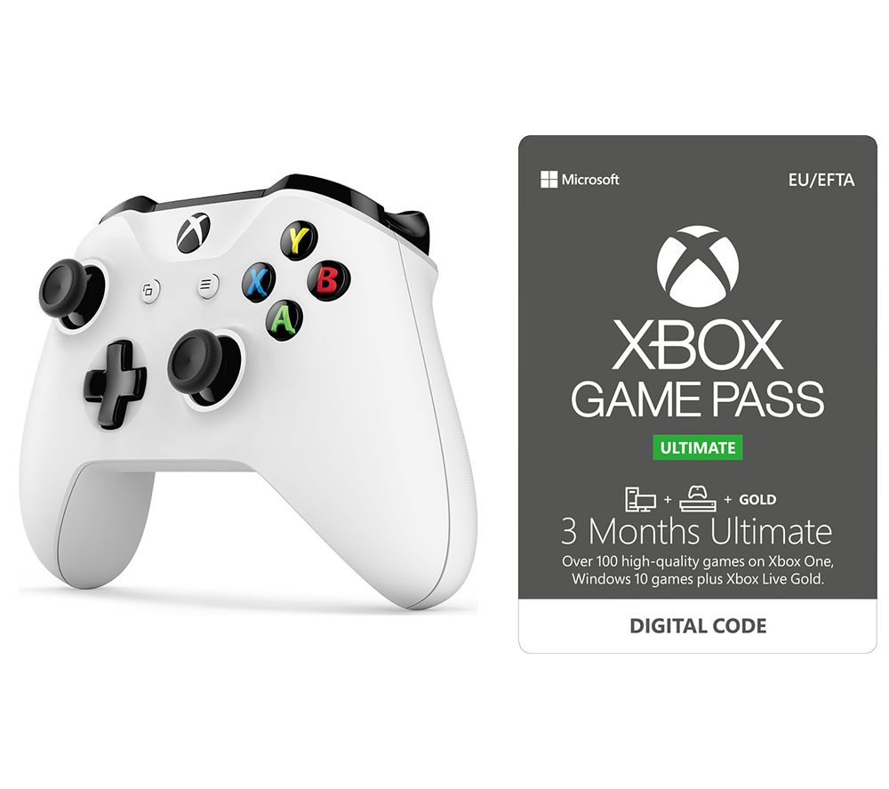 MICROSOFT Xbox One Wireless Controller & Game Pass Ultimate Bundle - White, White
