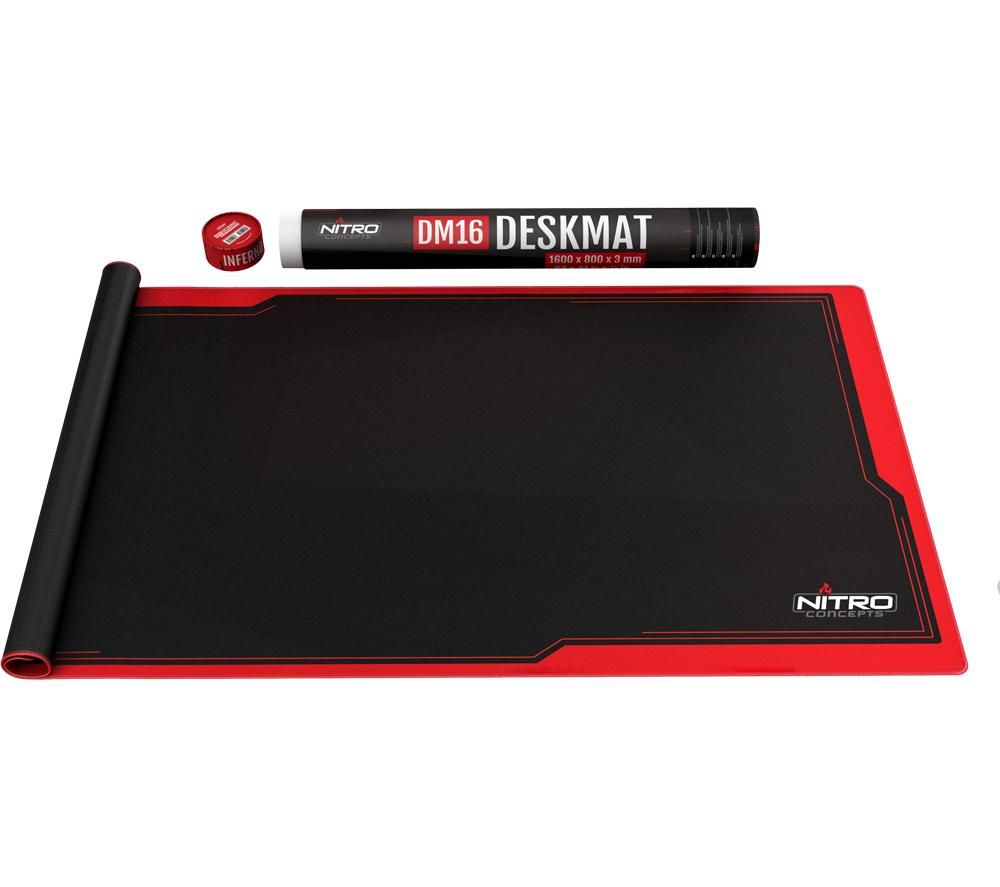 NITRO CONCEPTS DM16 Deskmat Gaming Surface, 1600 x 800 mm - Red, Red