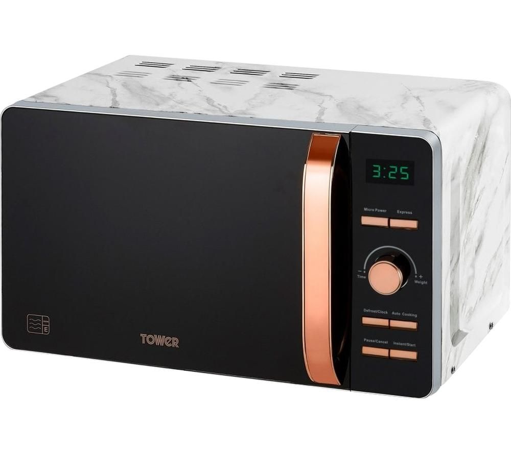 TOWER T24021WMRG Solo Microwave - Marble & Rose Gold, Gold