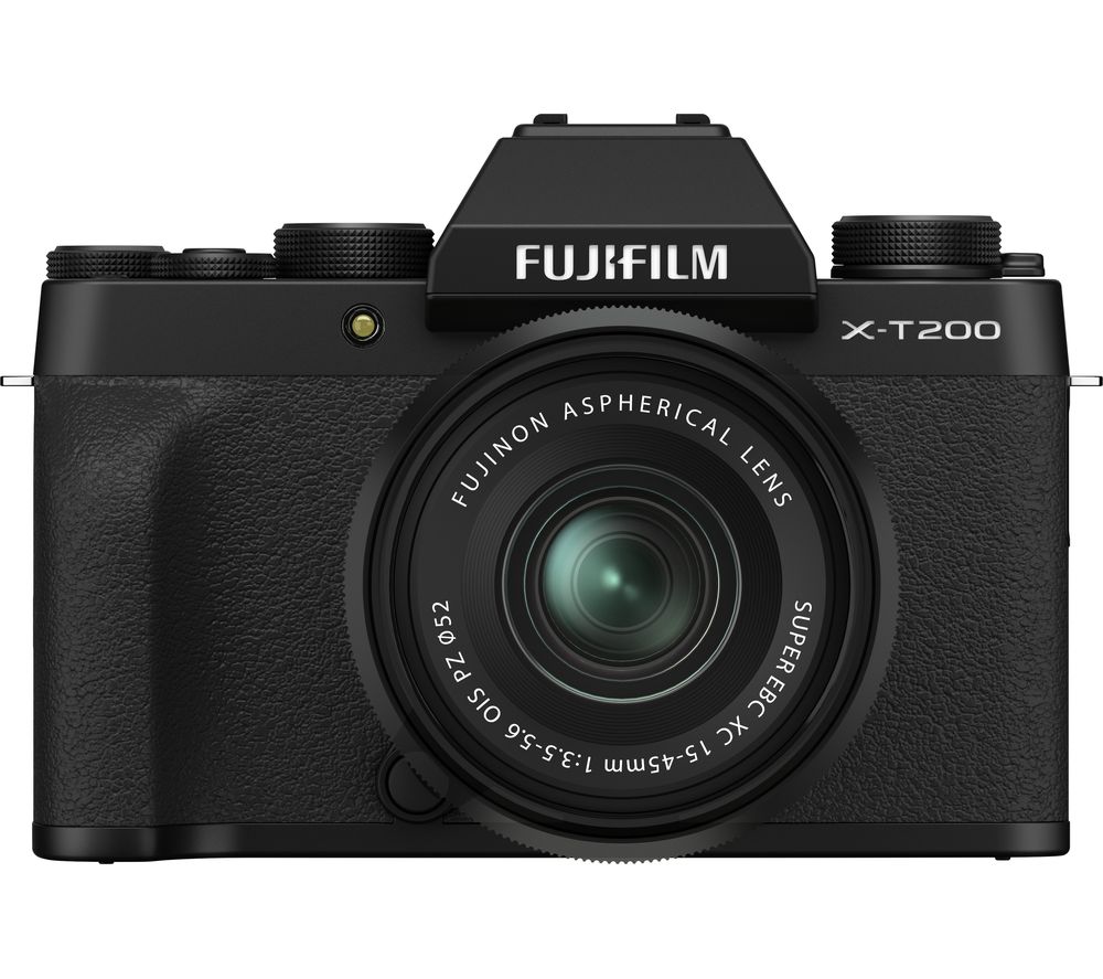 FUJIFILM X-T200 Mirrorless Camera with FUJINON XC 15-45 mm f/3.5-5.6 OIS PZ Lens - Black, Black