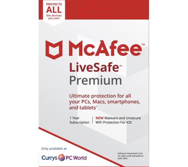MCAFEE LiveSafe Premium - 1 user / unlimited devices for 1 year