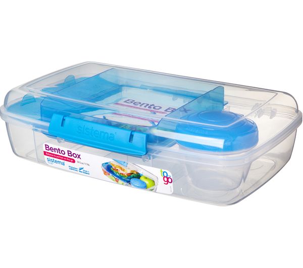 SISTEMA Bento Rectangular 1.7 litre Lunch Box - Clear, Blue