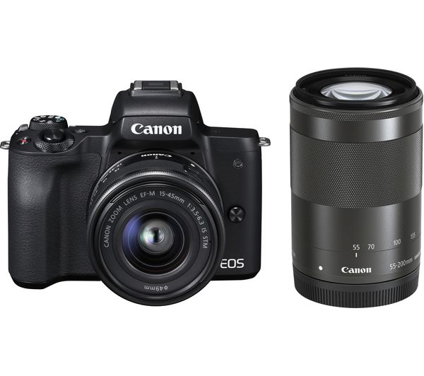 CANON EOS M50 Mirrorless Camera with EF-M 15-45 mm f/3.5-6.3 IS STM & 55-200 mm f/4.5-6.3 IS STM Lens