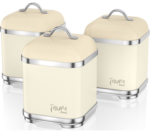 SWAN Fearne by SWAN SWKA1025HON Square 1.5 litre Storage Canisters - Pale Honey, Set of 3