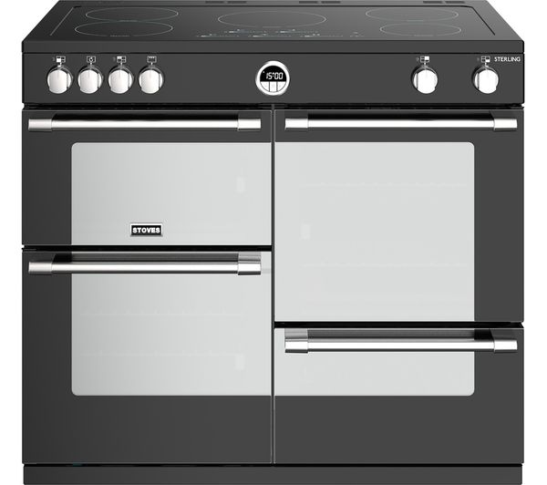 STOVES Sterling S1000Ei BK 100 cm Electric Induction Range Cooker - Black, Black