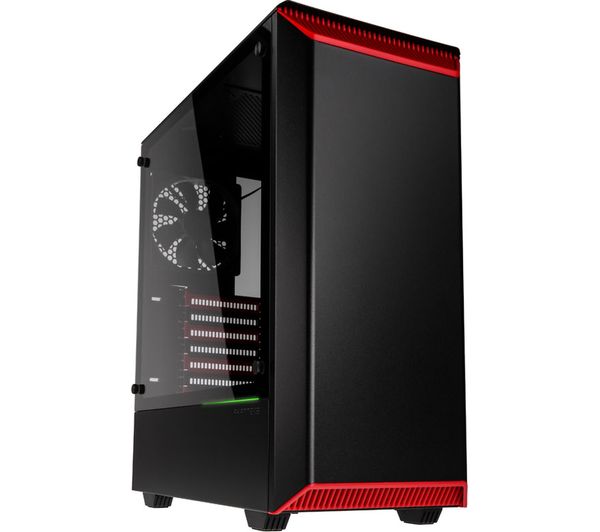 PHANTEKS Eclipse P300 E-ATX Midi-Tower PC Case - Black & Red, Black