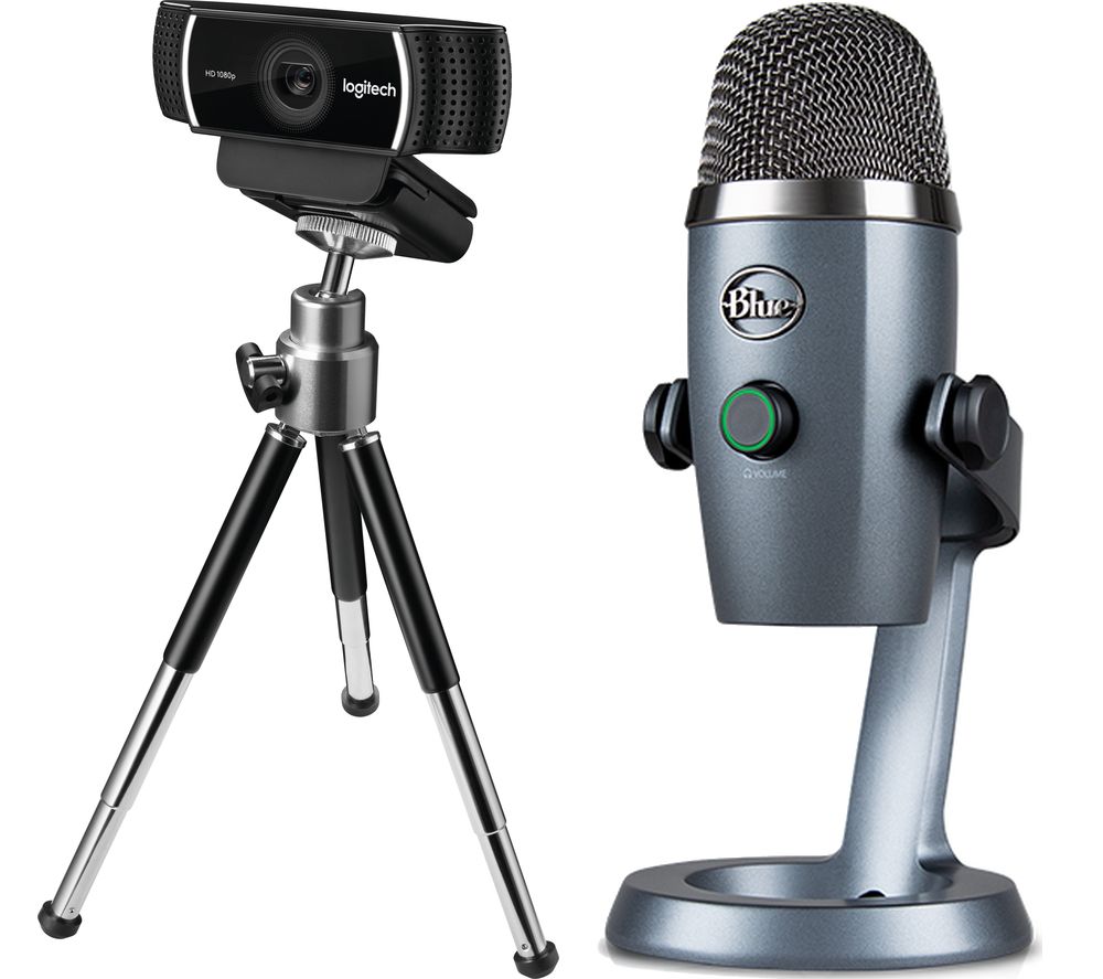 LOGITECH C922 Full HD Webcam & Blue Yeti Nano USB Microphone Bundle, Blue