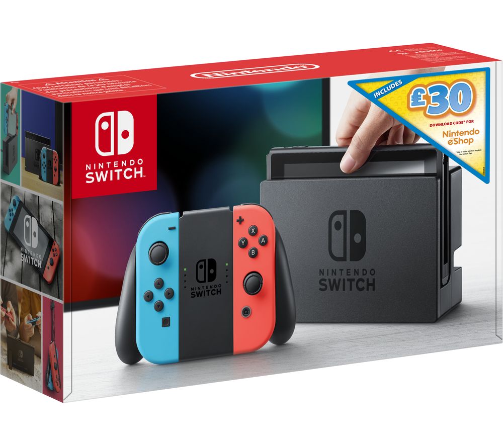 NINTENDO Switch Neon with eShop Credit - £30, Neon