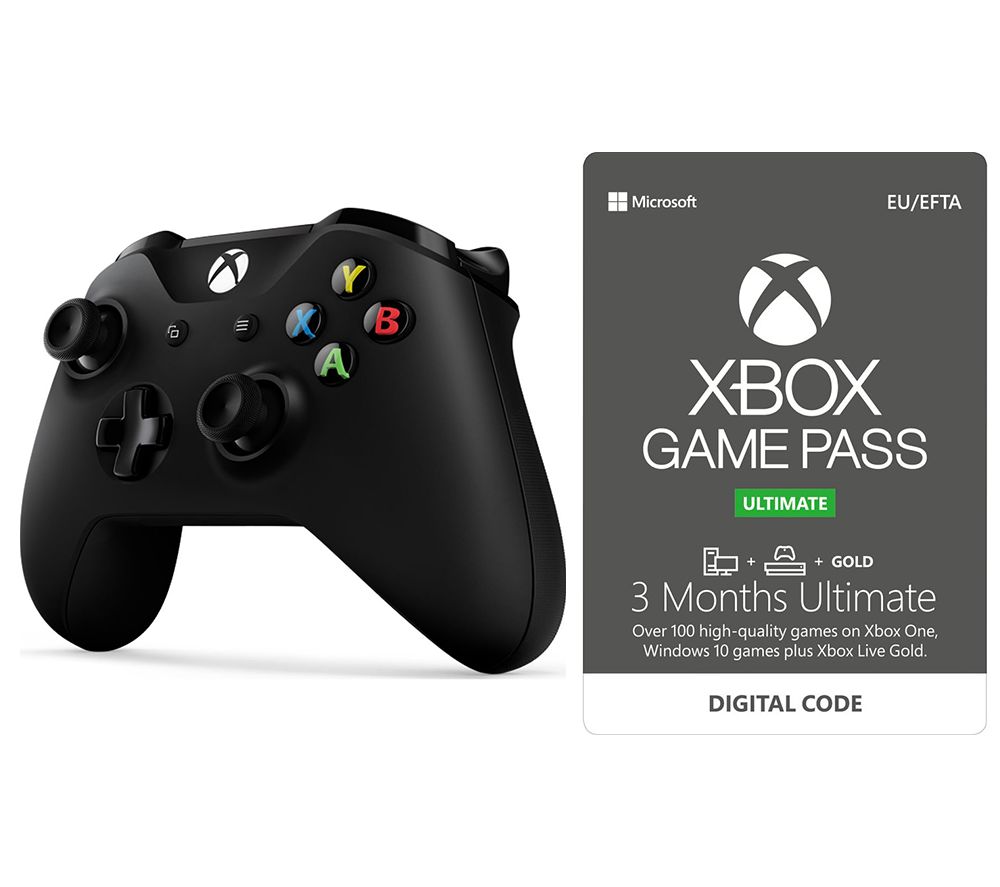 MICROSOFT Xbox One Wireless Controller & Game Pass Ultimate Bundle - Black, Black