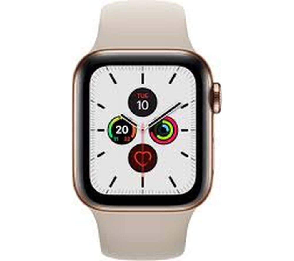 APPLE Watch Series 5 Cellular - Gold Stainless Steel with Stone Sports Band, 40 mm, Stainless Steel