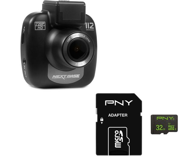 NEXTBASE 112 Lite Dash Cam & 32 GB High Performance Class 10 microSD Memory Card Bundle, Black