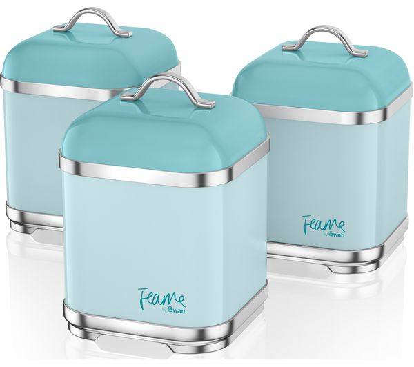 SWAN Fearne by SWAN SWKA1025PKN Square 1.5 litre Storage Canisters - Peacock, Set of 3