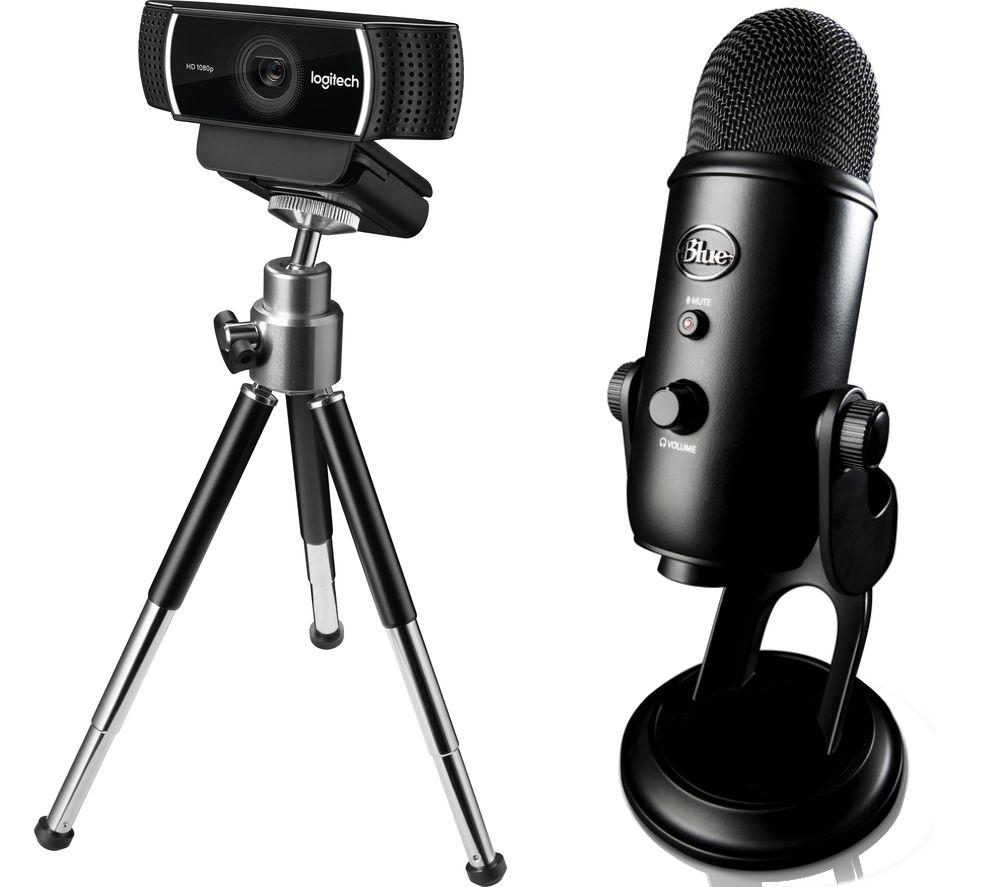 LOGITECH C922 Full HD Webcam & Blue Yeti Professional USB Microphone Bundle, Blue