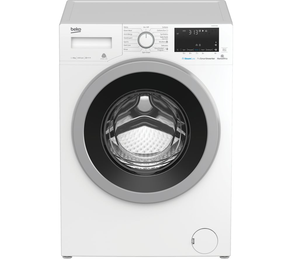 Beko Pro WX840430W Bluetooth 8 kg 1400 Spin Washing Machine - White, White