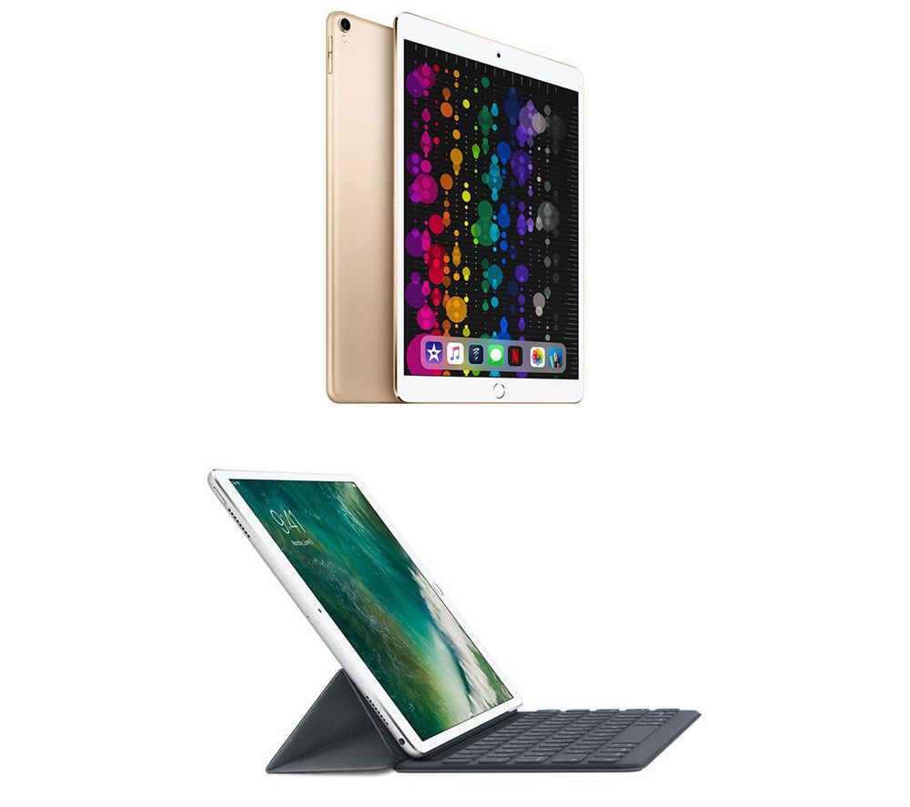 APPLE 10.5" iPad Pro (2017) & Smart Keyboard Folio Case Bundle - 256 GB, Gold, Gold