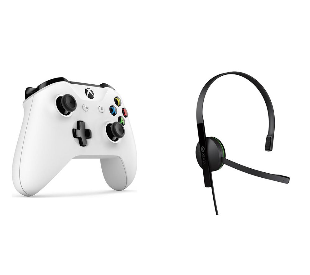 MICROSOFT Xbox One Wireless Controller & Xbox One Chat Headset Bundle - White, White