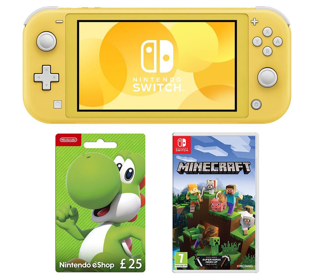 NINTENDO Switch Lite, Minecraft & eShop £25 Gift Card Bundle - Yellow, Yellow