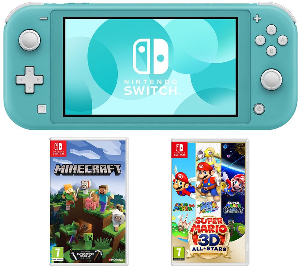 NINTENDO Switch Lite, Minecraft & Super Mario 3D All-Stars Bundle - Turquoise, Turquoise