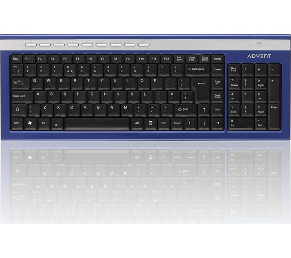 ADVENT AKBWLBL15 Wireless Keyboard - Blue & Silver, Blue,Silver/Grey