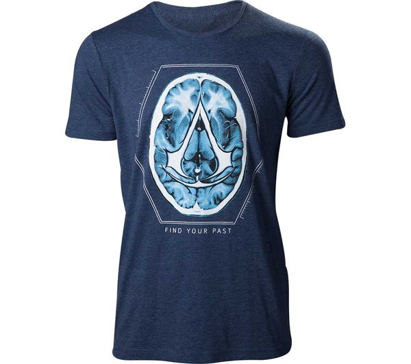 ASSASSINS CREED Find Your Past Brain Crest T-Shirt - Large, Navy, Navy