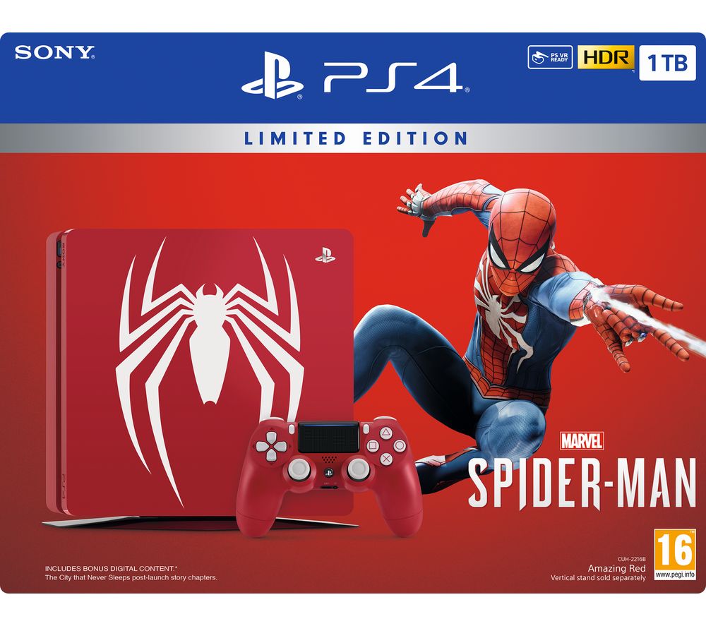 SONY Limited Edition Spider-Man PlayStation 1 TB & Marvel's Spider-Man Bundle, Red