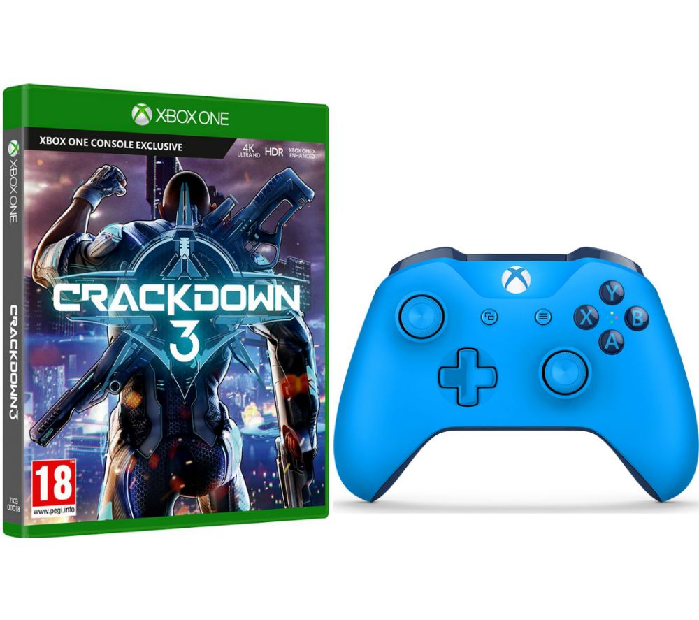 Crackdown 3 & Xbox One Wireless Controller Bundle - Blue, Blue